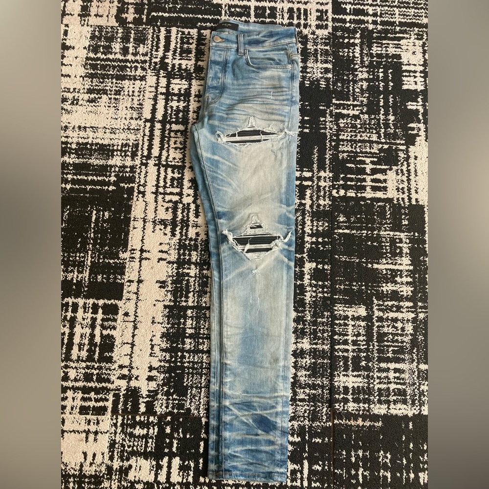 Amiri MX1 Black Leather Denims